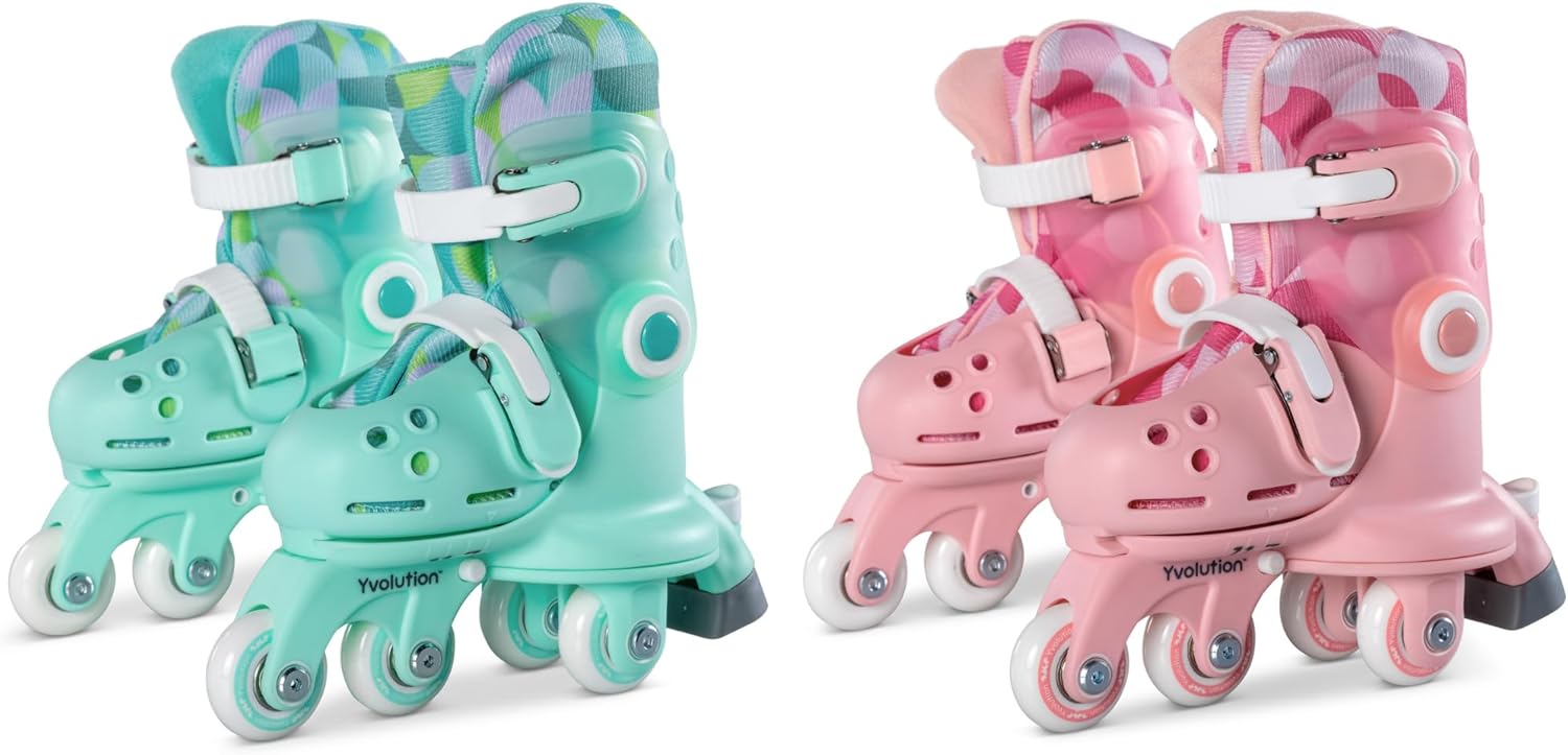 Yvolution Learner Skates Pink and Green for Boys and Girls