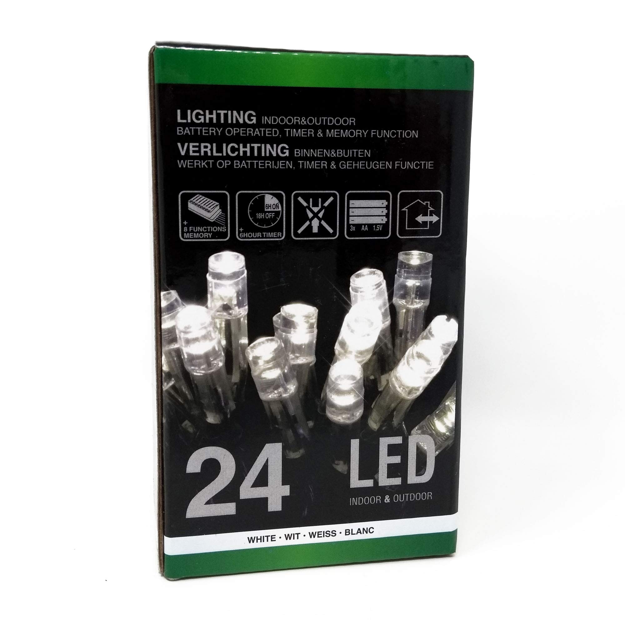 Led Lichterketten 24 Lämpchen kaltweiß weiß + Timer/Zeitschaltuhr + batteriebetrieben + 8 Funktionen Beleuchtung