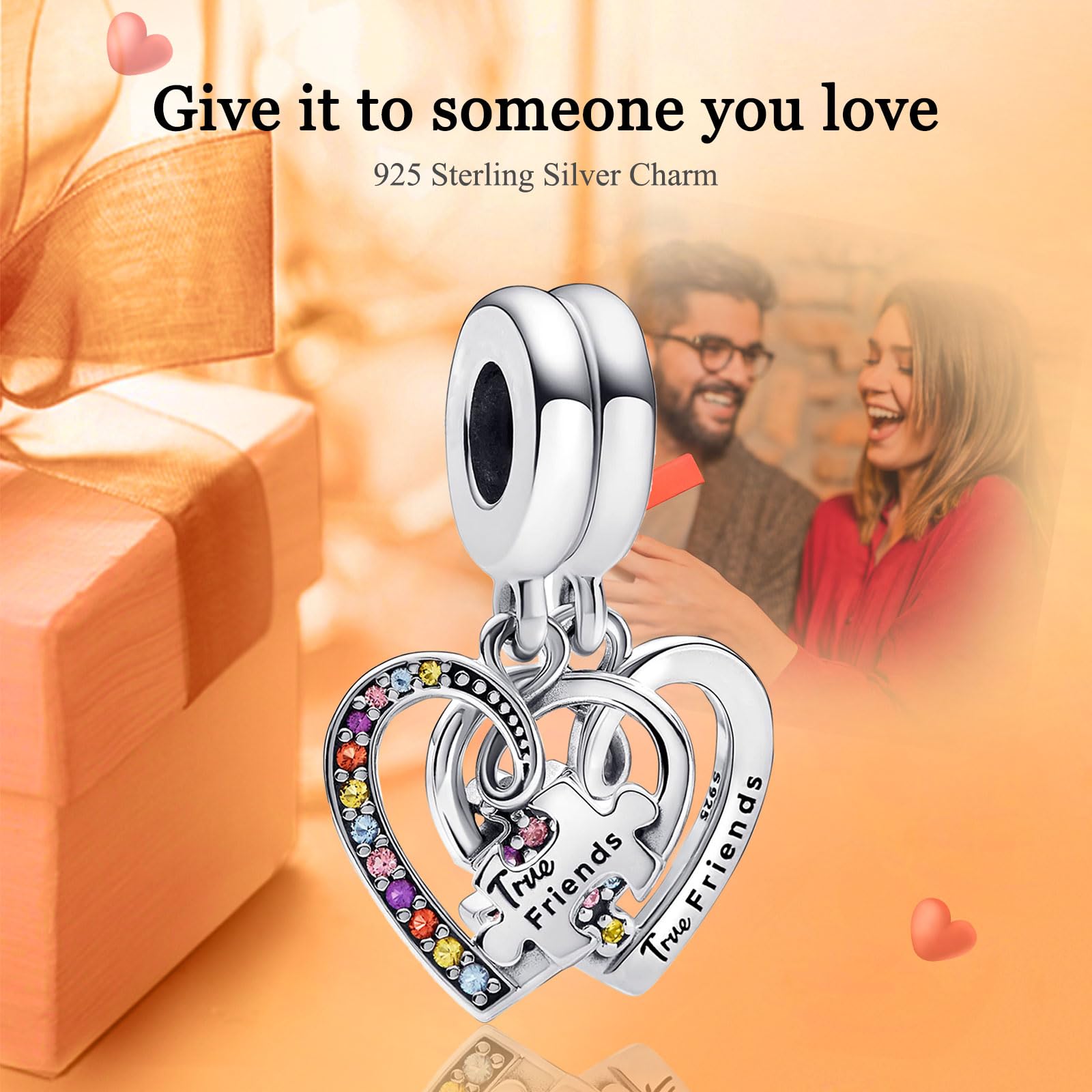 Charm Pandora Corazón Puzzle Amigos Verdaderos Regalo Día de la Madre Compatible con Pulseras Pandora Moments Detalle Emocional para Mamá
