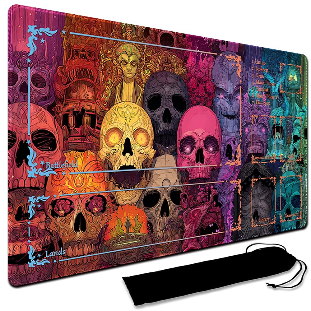 Large Art Gaming Playmat with Carrying bag, Custom Design Card Game Mat for mtg Playmat, Suture the edges,Compatible with Standard Card Sleeves 60CM x 35CM (With Zone,11)
