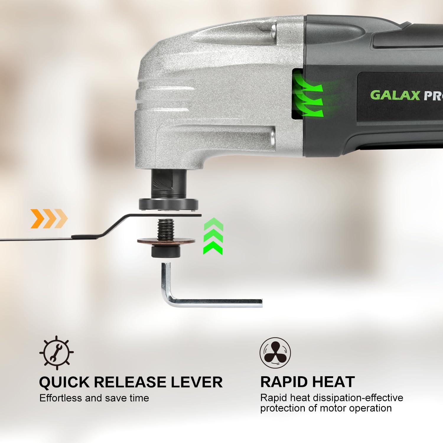 GALAX PRO Utensile Multifunzione Oscillante 180W, Strumenti Oscillanti 22000 OPM con 12 Pezzi Accessori, Angolo di Oscillazione 3° per Raschiatura,Taglio,Lucidatura