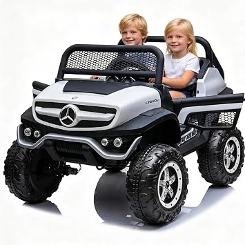 24V 2-Seater Kids Ride On UTV, Licensed Benz Unimog for Kids, White | Battery Powered Electric Kids Vehicle Toy W/Parent Remote Control, Slow Start, LED Lights, Bluetooth, Gifts for Outdoor