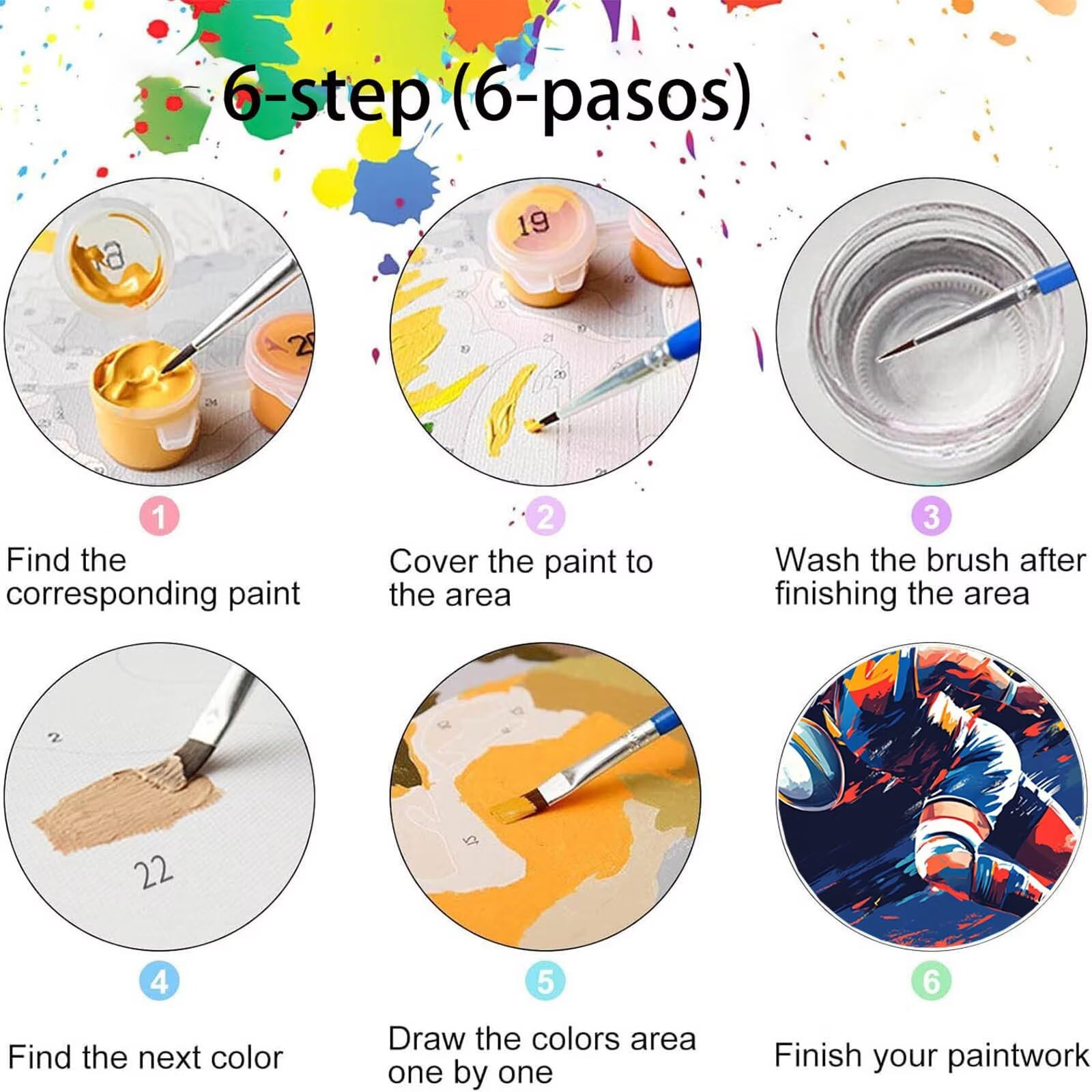 Pintar por Numeros Adultos Rugby, Pintar por Numeros Niños Kit Manualidades Adultos Atleta Cuadros para Pintar por Numeros Pintura Acrílico, Cuadros Decorativos Regalos Para Mujer 80X160cm 7w-V-1