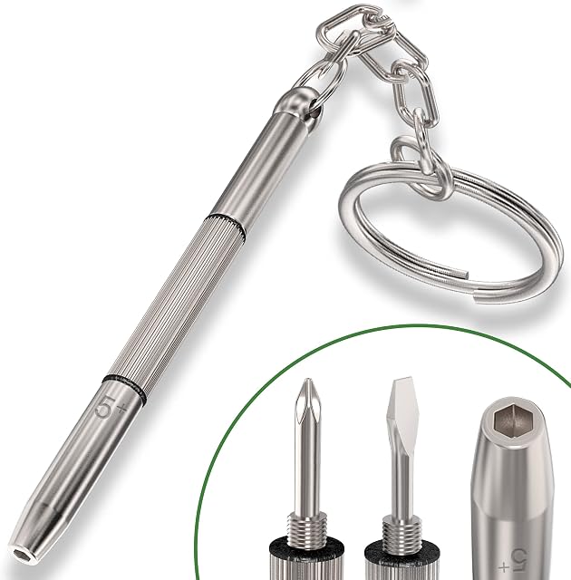5Plus Multifunction Eyeglass Screwdriver Mini Hand Tool 3-in-1 Eyeglass Screwdriver Sunglass Watch Repair Kit with Keychain