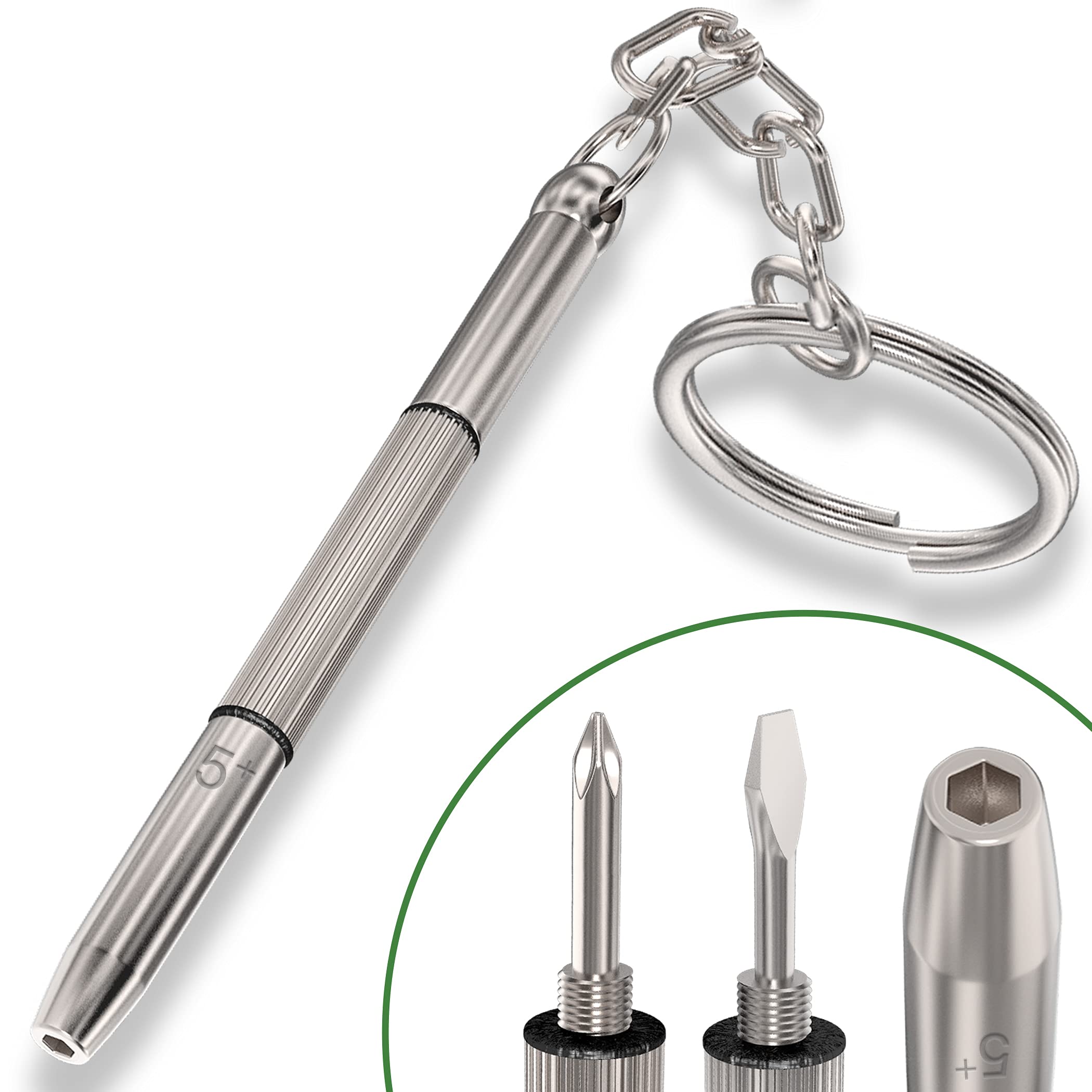 5Plus Multifunction Eyeglass Screwdriver Mini Hand Tool 3-in-1 Eyeglass Screwdriver Sunglass Watch Repair Kit with Keychain