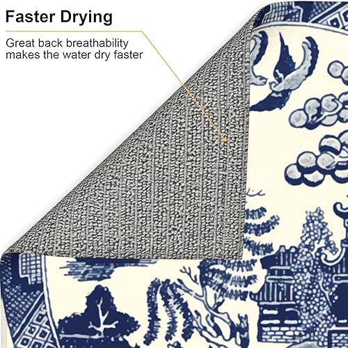 Miniatura 6 de Chinoiserie - Tapete de secado de platos para encimera de cocina, microfibra suave, ultra absorbente, tapete escurridor de platos de 16 x 18 pulgadas