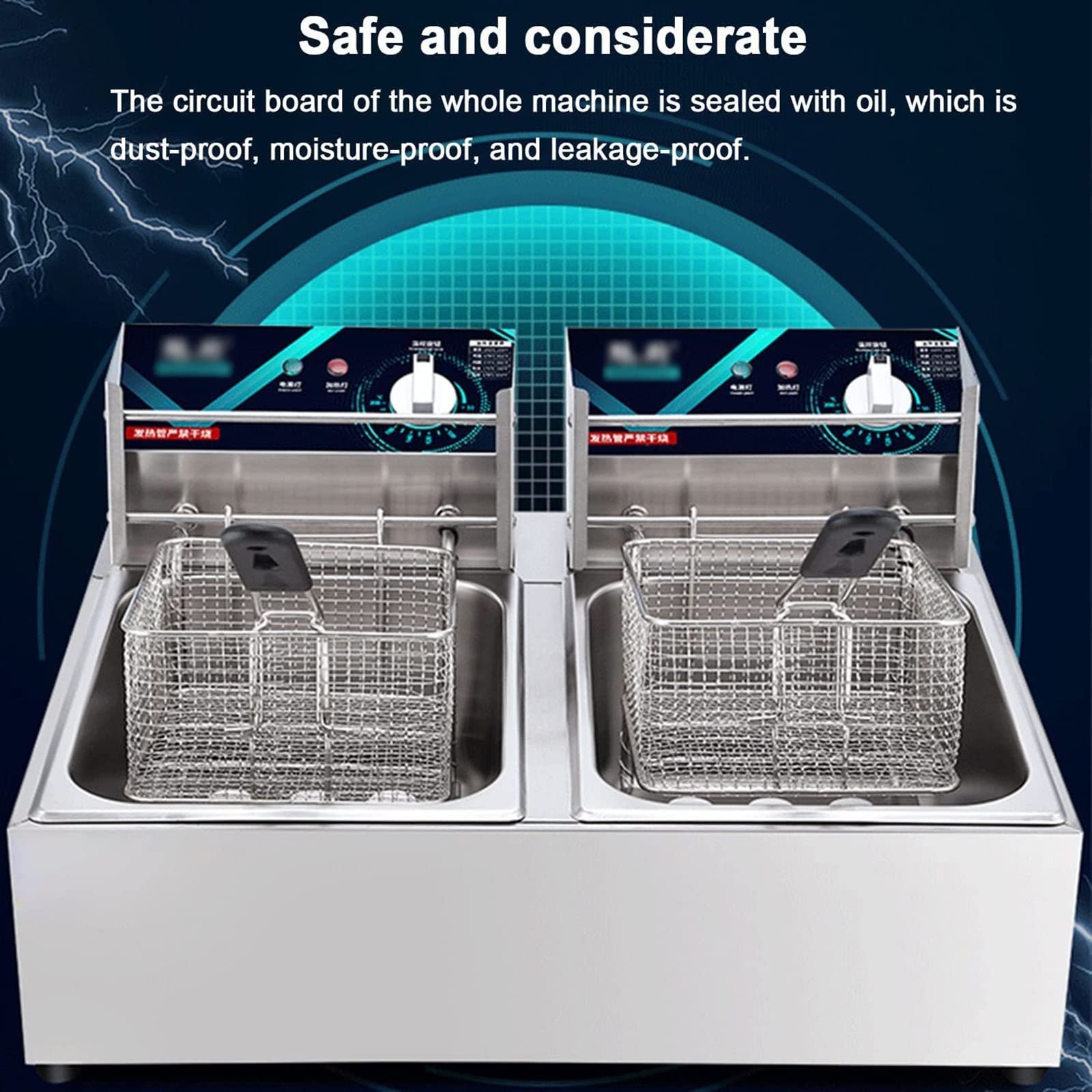 Friteuse électrique Professionnelle à Double Cuve, Geen Minuteur, En