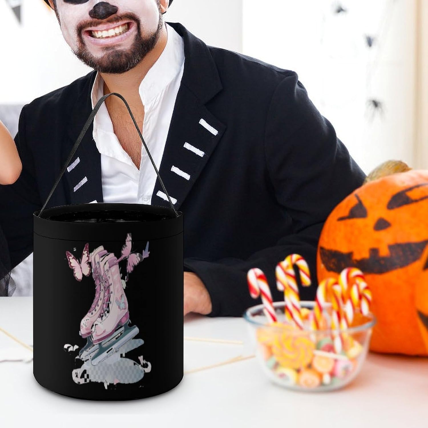 Ice Skate Figure Skating Skater Halloween Treat Bag Reusable Candy Basket Tote Goody Bags Gift Party