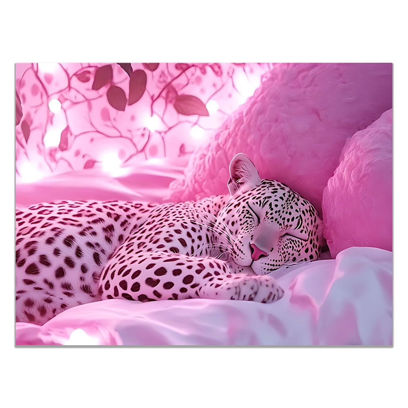 TODOAA Funny Animal Wall Art Print Poster Cute Sofa Leopard Canvas Posters & Prints Artwork Abstract Wall Pictures for Kitchen Office Home Decoration(Pink 7)-50x70cm Unframed