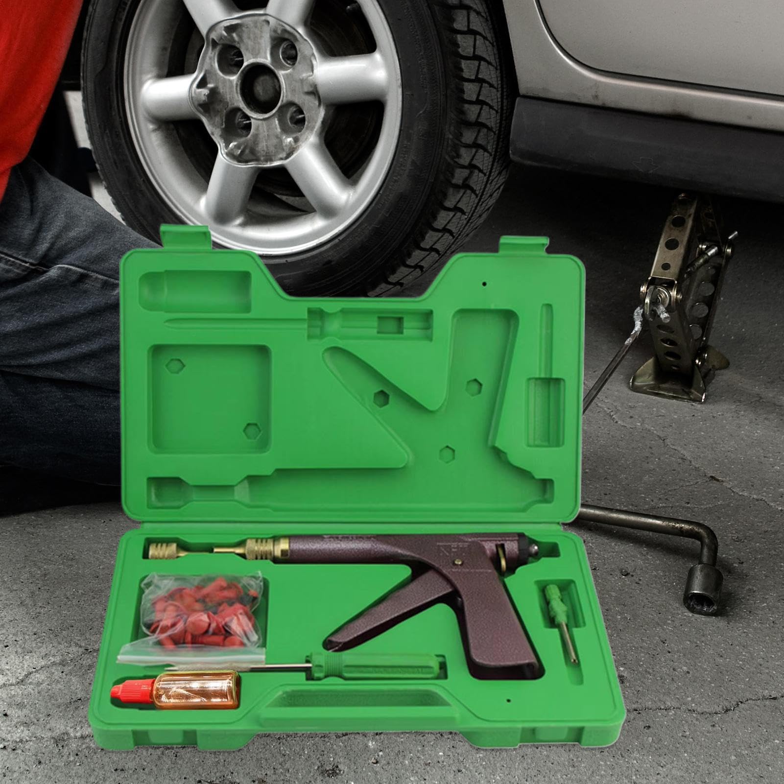 Reifenreparatur-Set – Motorradreifenreparatur-Set, Reifenreparatur für | Tragbarer Ventilkompressor des Staubsaugers ohne Schlauch