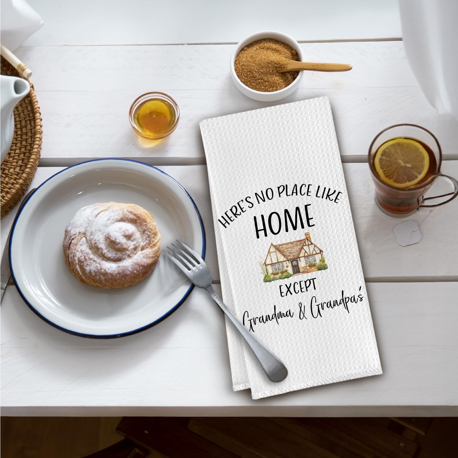 Grandma and Grandpa Housewarming Kitchen Towels,Grandparents Gifts from Grandkids Dish Tea Towels,Grandma and Grandpa Gifts Decorative Hand Towel for Kitchen Bathroom,16x24 Inch - Image 2