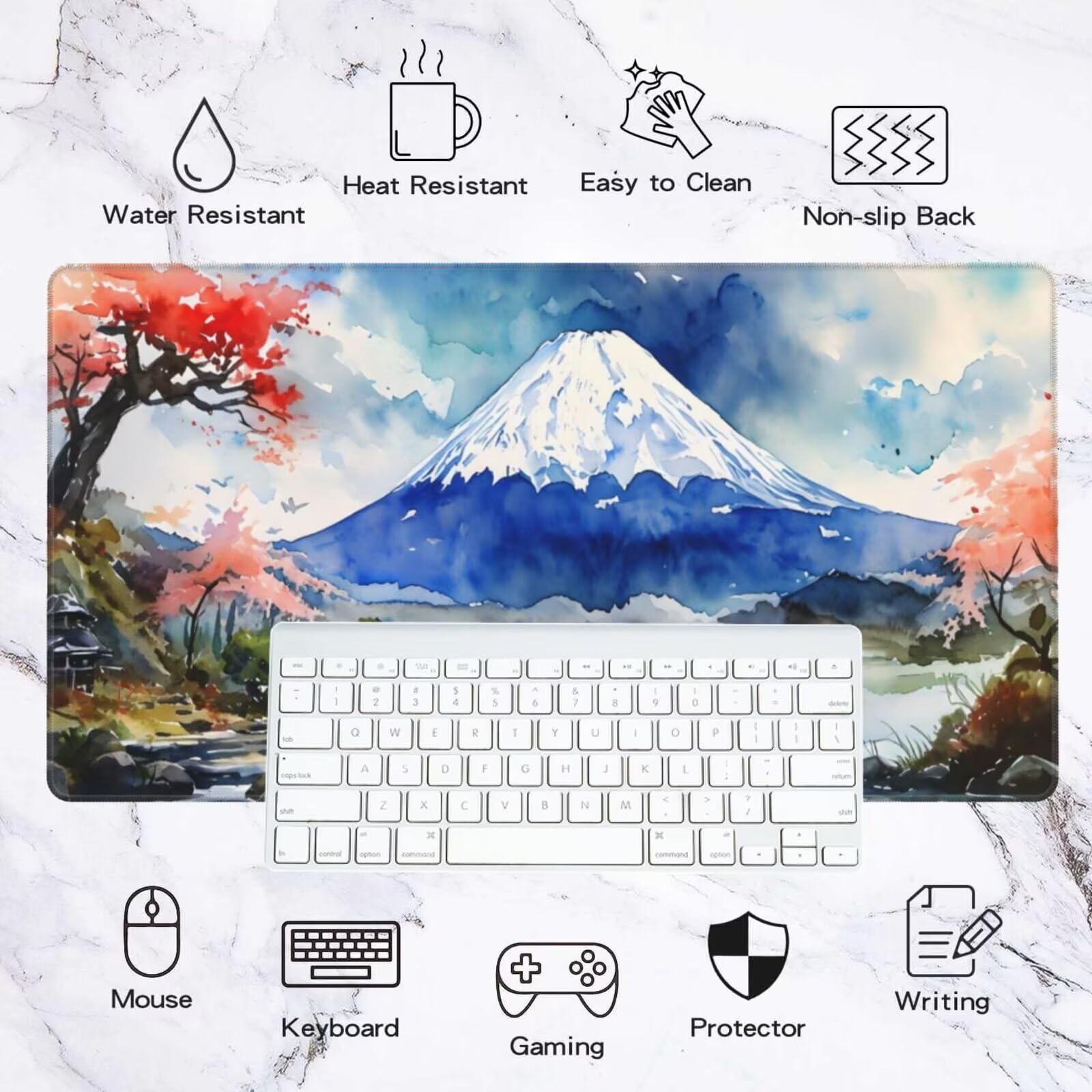 Alfombrilla Ratón Montaña Alfombrilla Ratón XXL 1600 x 800 mm, Japón Mouse Pad Gaming con Bordes Cosidos, Impermeable Mousepad XXL Base de Goma Antideslizante Duradera, Mouse Pad para Oficina Q856