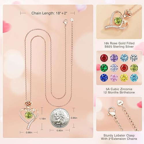 Miniatura 4 de Collar para mujer, regalos para esposa, novia, aniversario de boda, collares de regalo para mujeres, cumpleaños, oro rosa de 18 quilates, regalo de