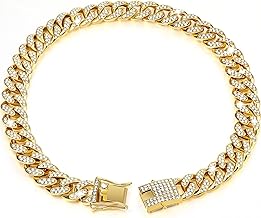 KMXMINOZY Collar de metal con cierre de seguridad para mascotas, perro y gato, con diamantes de color rosa