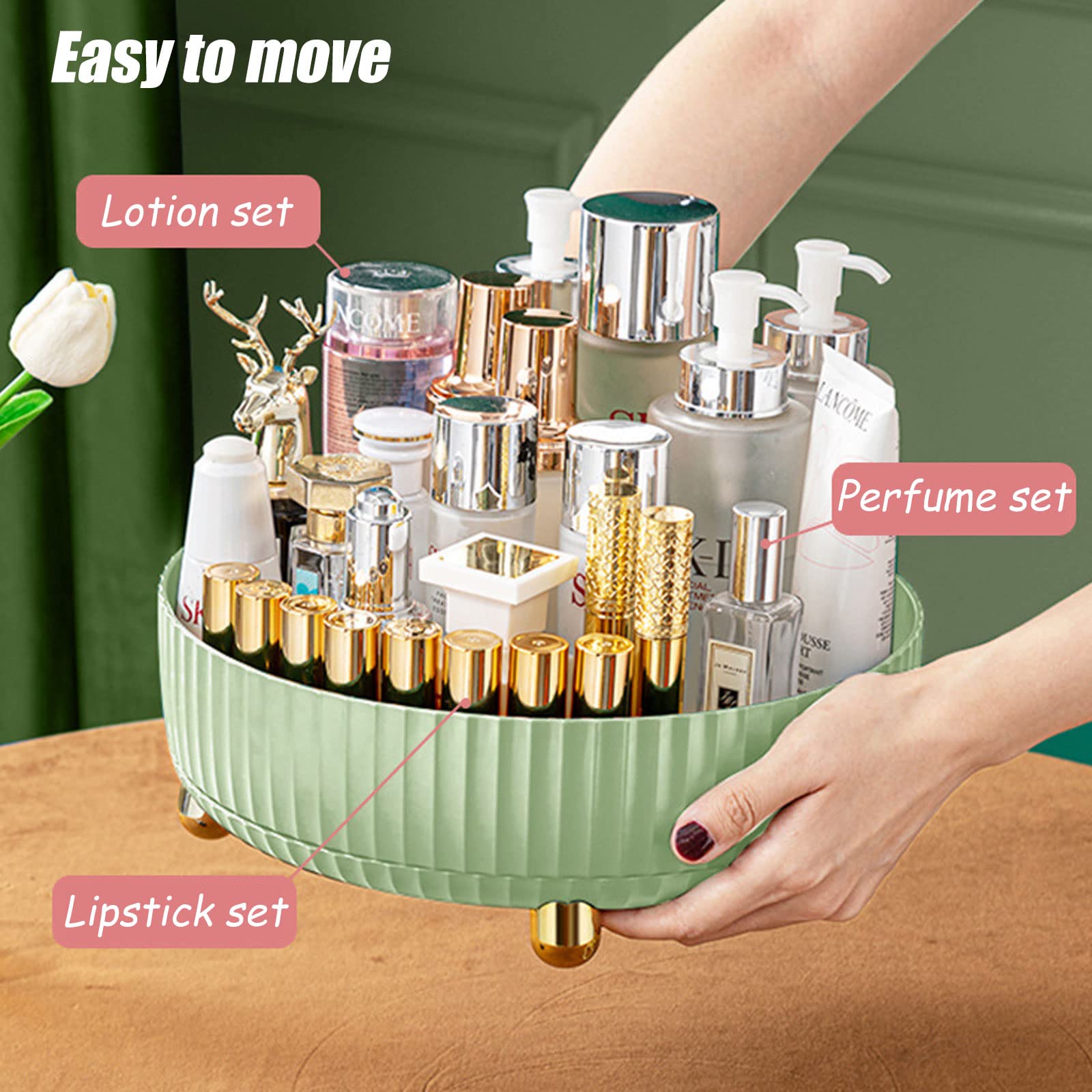 360° Lazy Susan Makeup – obrotowa kosmetyczka na blat szafki kuchennej – oszczędność miejsca rozwiązanie do przechowywania gramofonu