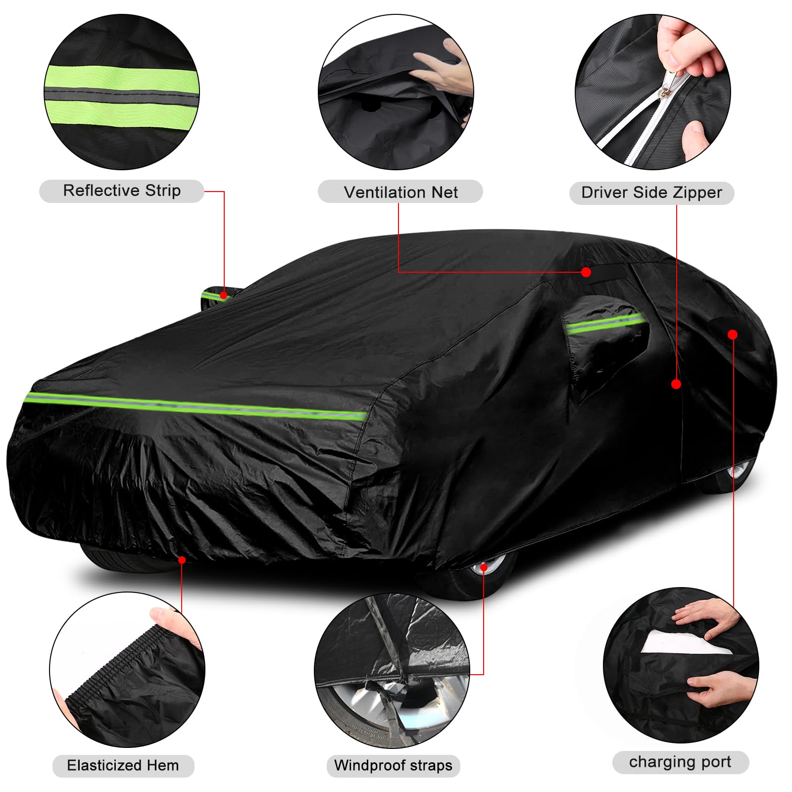 Bâche Voiture Étanche Compatible avec Tesla Model Y 2020-2024, Housse de Protection Voiture Extérieur Respirante Contre Pluie Soleil Poussière