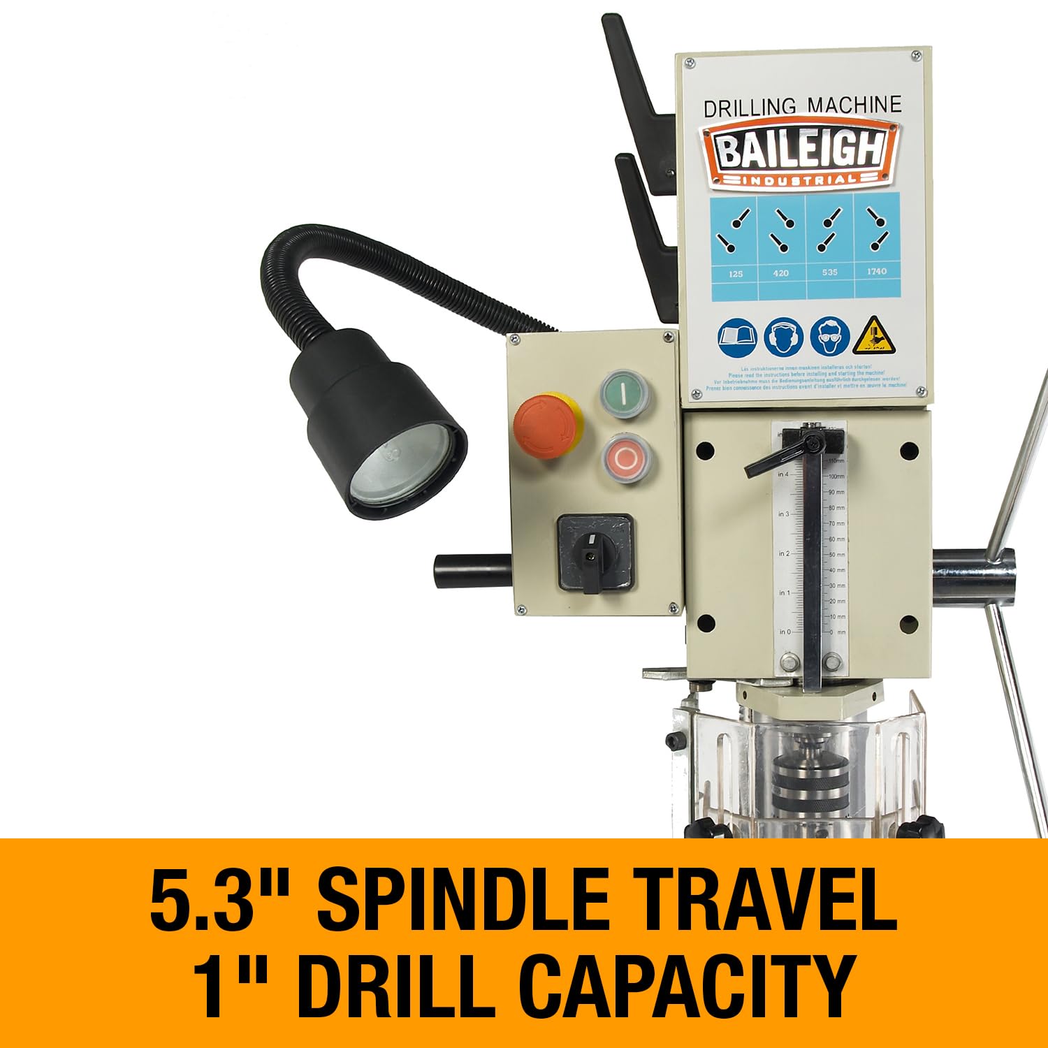 Baileigh 20-Inch Gear-Driven Drill Press, 1-1/2 HP, 110V 1Ph (Model DP-1000G)