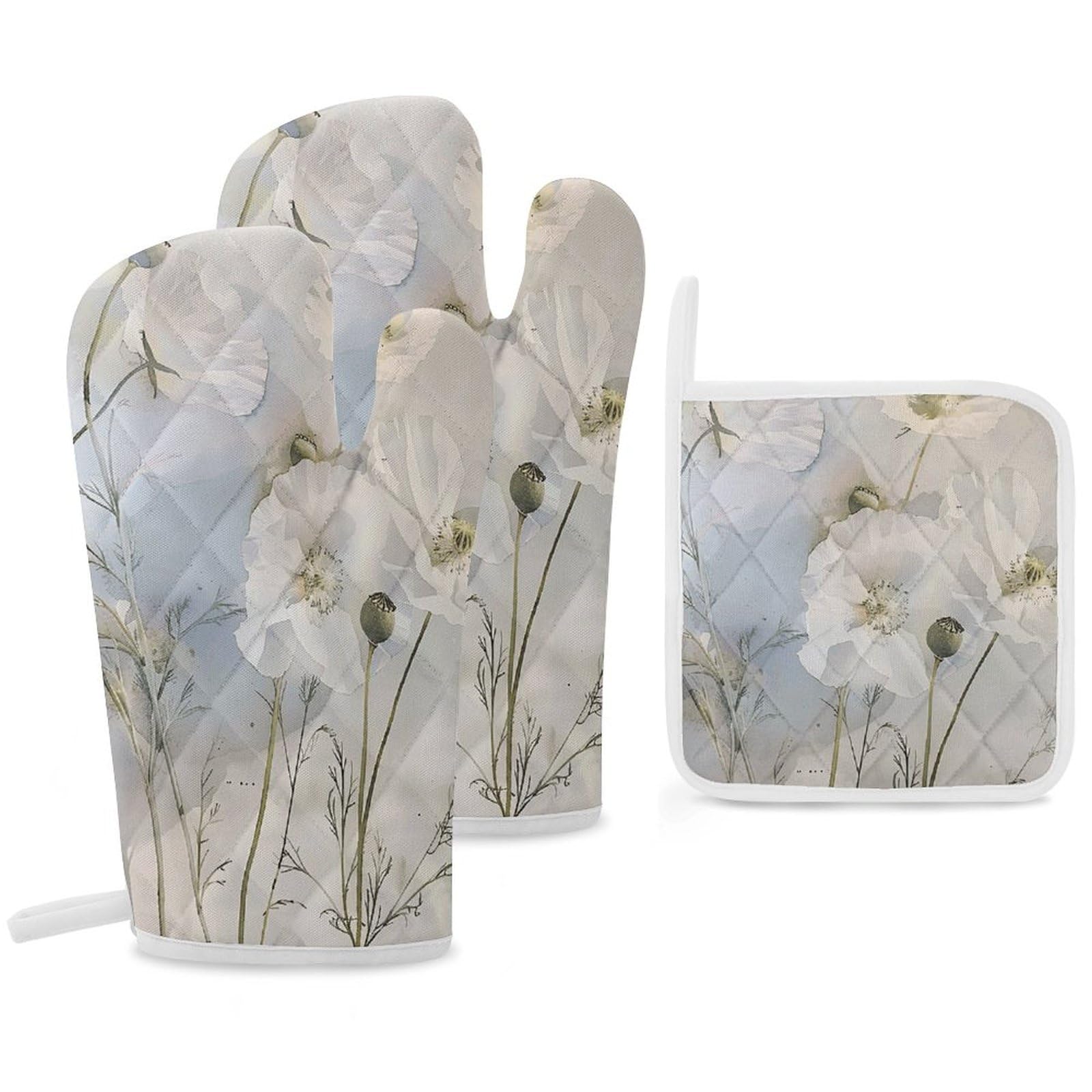 Gants de cuisine motif floral à offrir comme cadeau de pendaison