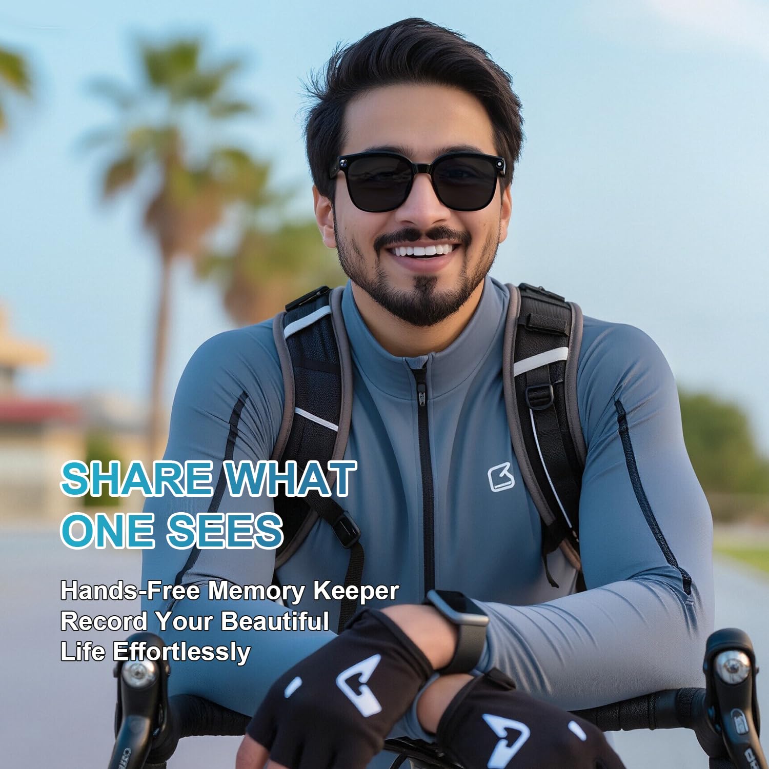 Lunettes AI Smart Camera - Vidéo HD 1080p, Photo, Traduction vocale : avec Verres de Protection Solaire/lumière Bleue interchangeables, Utilisation en extérieur, randonnées à vélo, randonnée