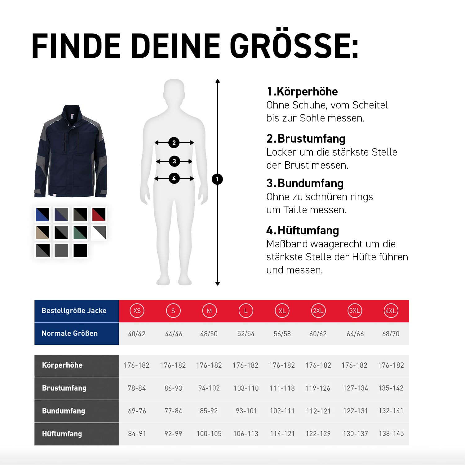 Kübler 12505365-4897-M Classiq Activiq - Chaqueta de trabajo (talla M), color azul oscuro y gris
