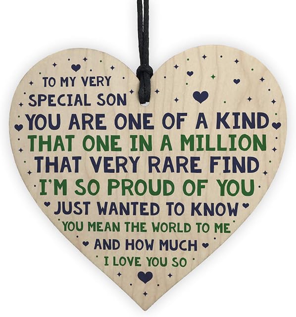 RED OCEAN Son Gifts From Mum And Dad Wooden Heart Son Birthday Keepsake