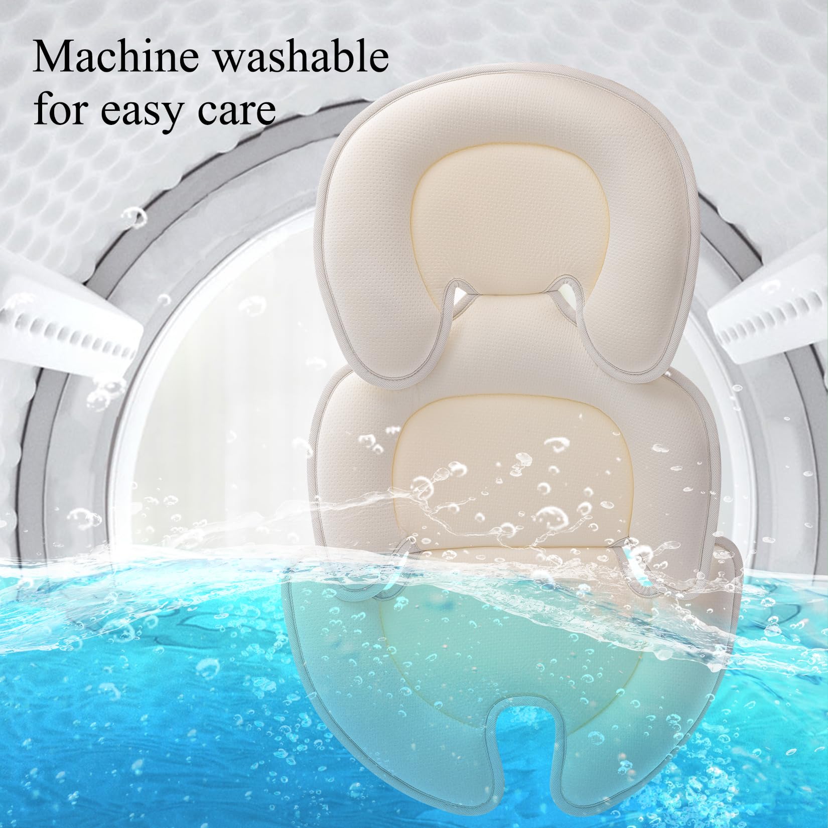 Innokids Relleno para Asiento de Coche Infantil, Almohada de Apoyo para la Cabeza y el Cuerpo para recién Nacidos, Apto para sillas de Coche y cochecitos (Blanco Crema)