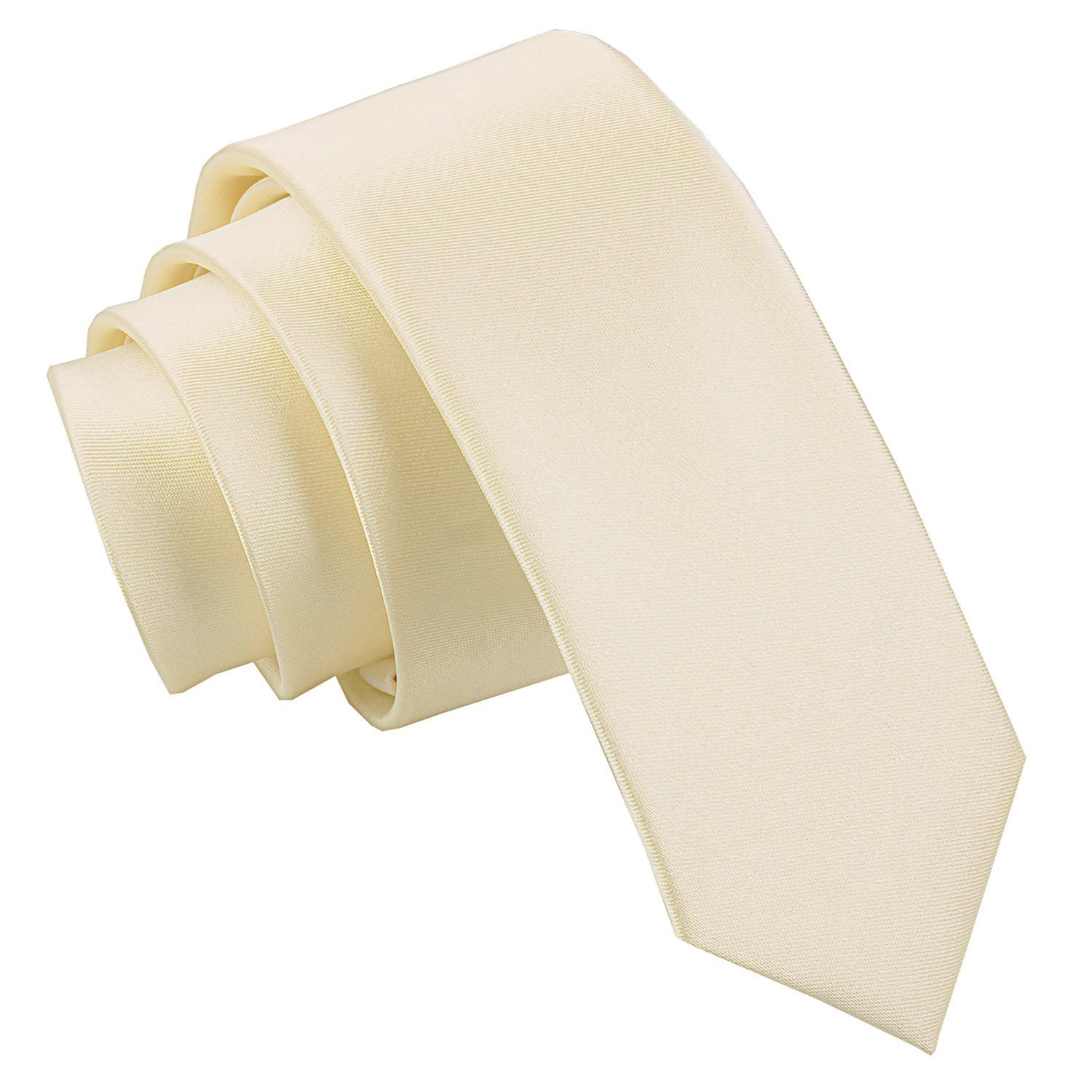 DQT Mens Plain Satin Tie – Wedding, Business & Formal Necktie - Champagne Skinny 5cm