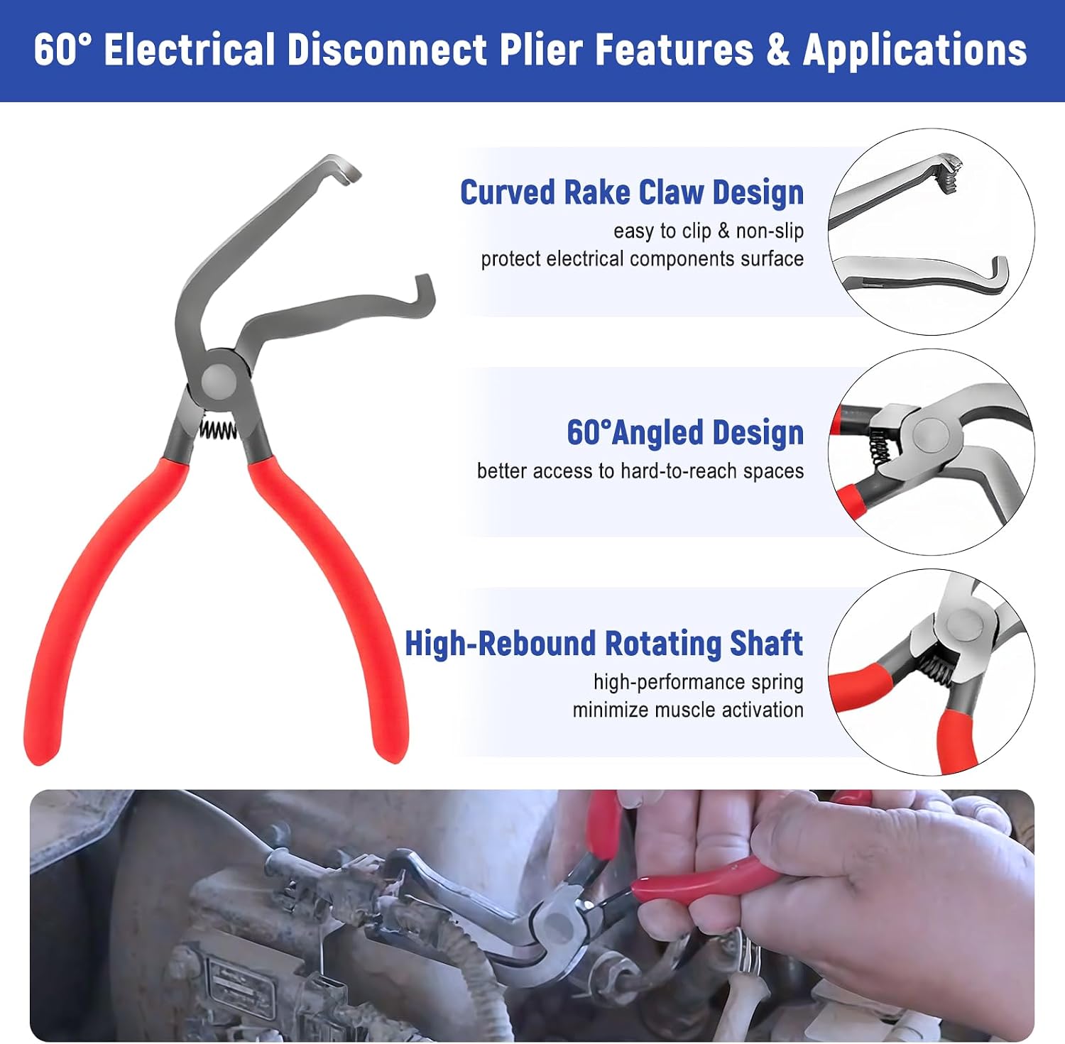 7 Pcs Electrical Disconnect Pliers for Cars 37960 37980, Connector Separator 13120 & Hose Clamp Pliers with Terminal Removal Tools, Work Gloves & Tool Bag - for Automotive Electrical Connector