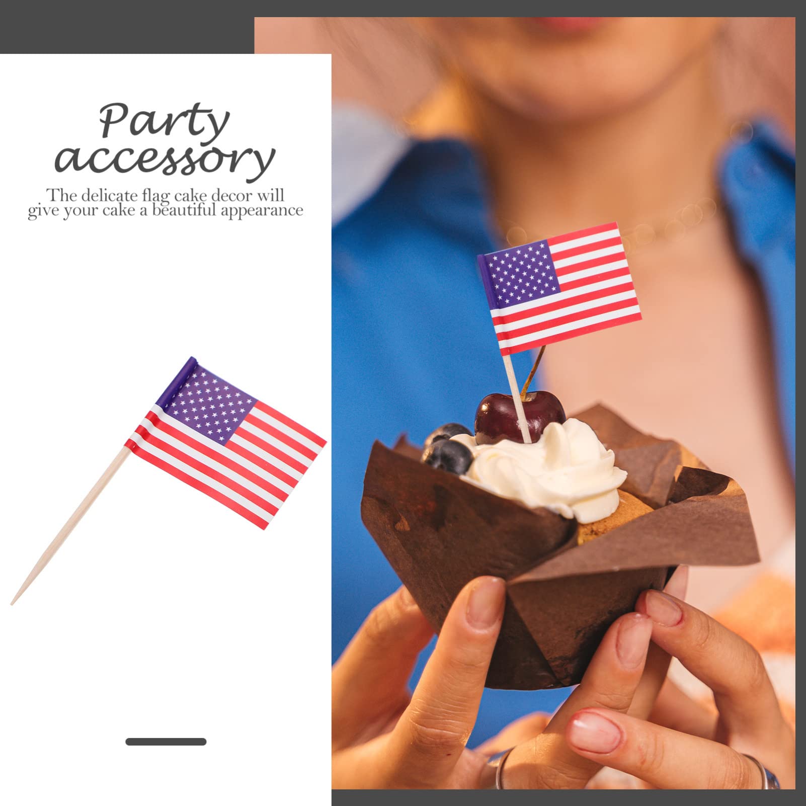 Stidsds 100 Bandierine Per Stuzzicadenti A Forma Di Bandiera USA, Per Decorare Torte E Buffet