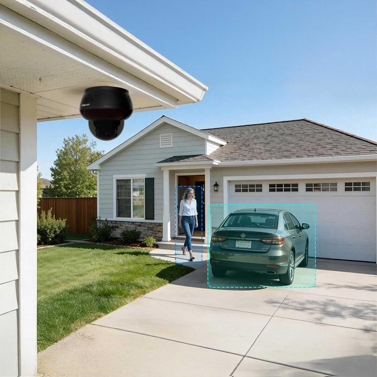Foscam D8ET 4K 8 MP PoE IP Dome Überwachungskamera mit motorisierter PT-Funktion, KI-Personen- und Fahrzeugerkennung, IK10 Vandalismus-Schutz (schwarz)