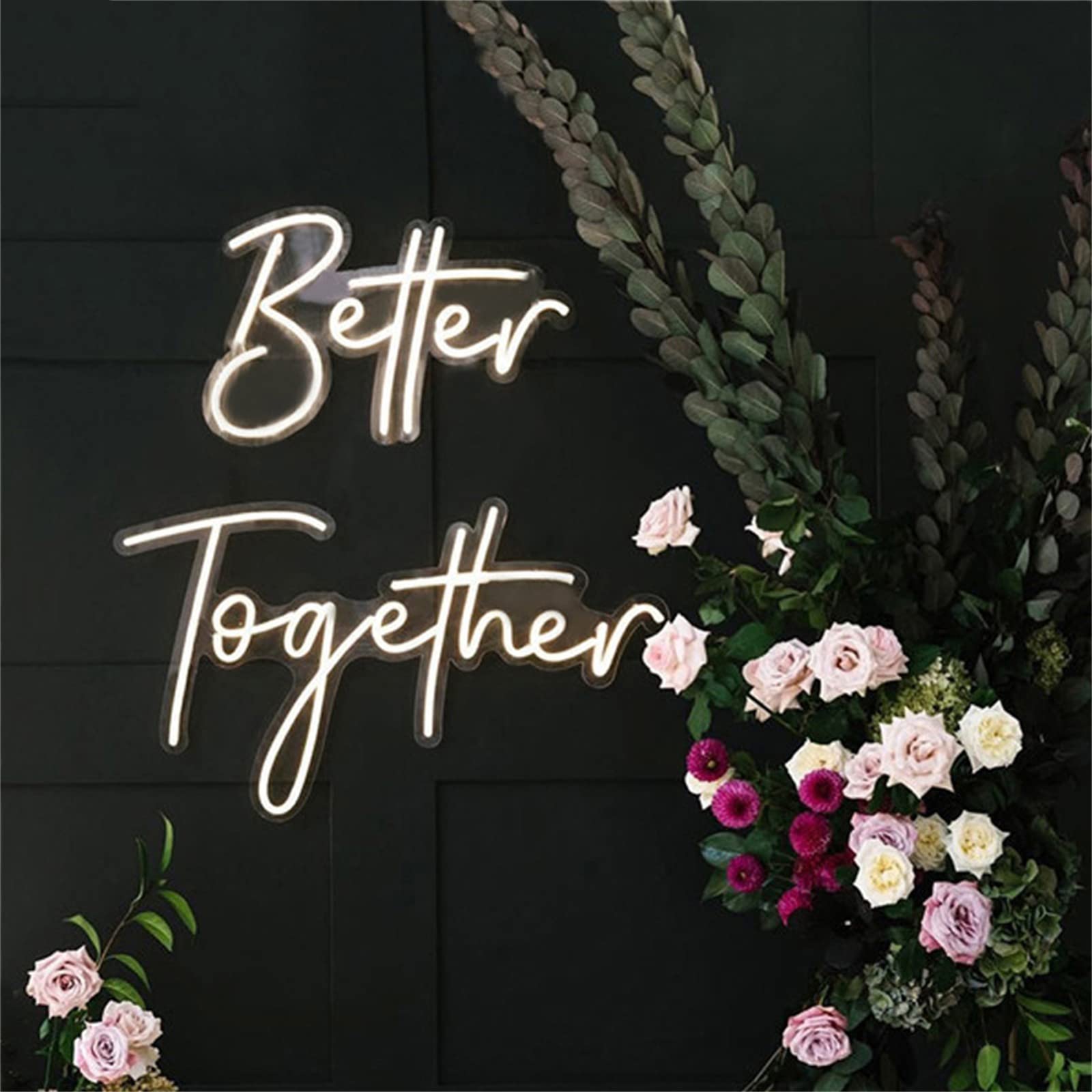 Better Together LED-Neonschild, Hochzeitsdeko, Lichter, Neonlicht, Schild, Zuhause, Schlafzimmer, Neonlichter, Schilder für Wanddekoration, LED-Hochzeitsschild,Warm Light