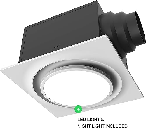 Miniatura 2 de Aero Pure ABF80 L6 W ABF80L6 - Soporte de techo de 80 CFM con luz LED / luz nocturna, certificado Energy Star, ventilador de ventilación de baño