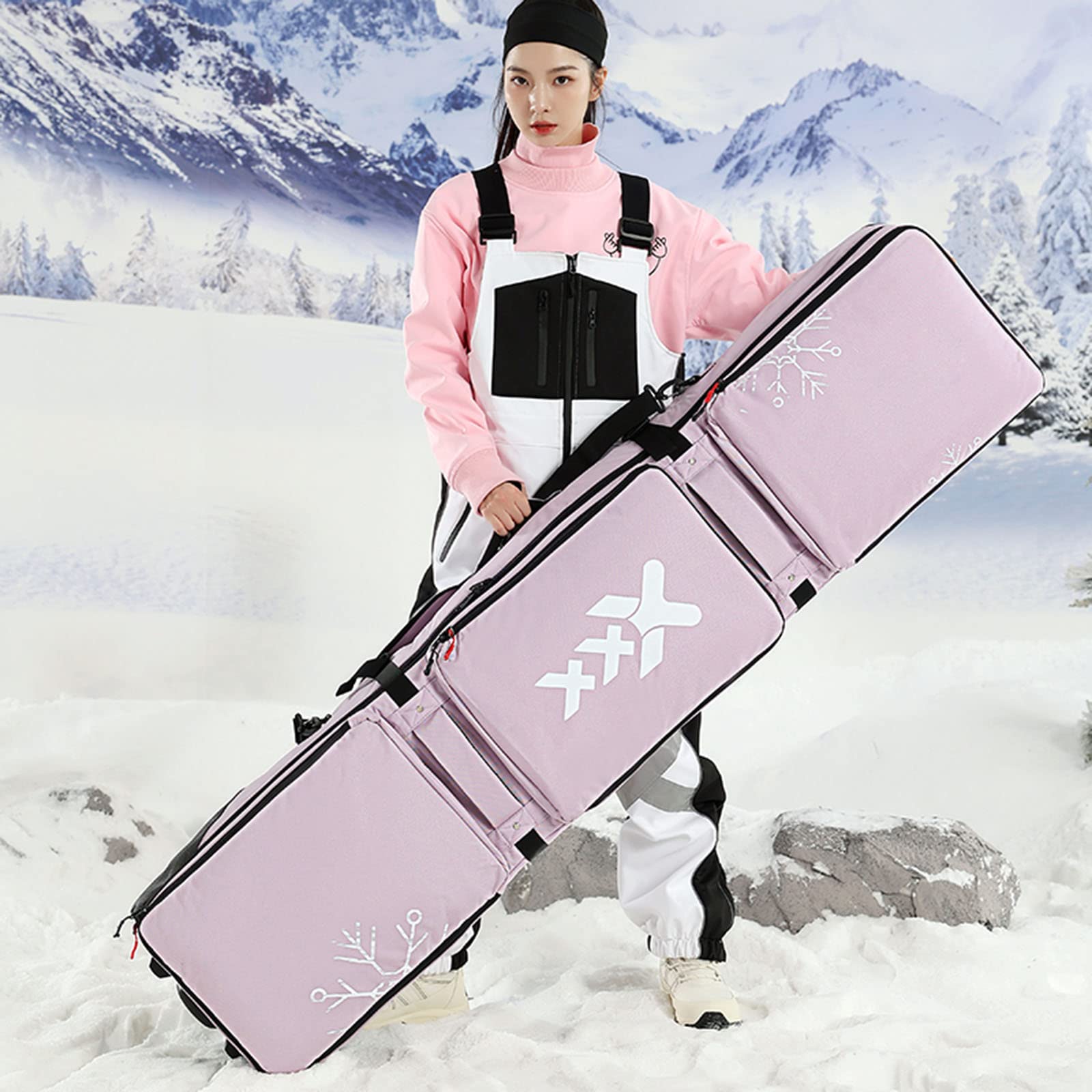 Borsa da Snowboard Portatile Multifunzione con Ruote, Scarponi da Sci Multi-Scomparto Impermeabile e Borsa per Casco, Separazione Bagnato e Asciutto, per Uomini Donne e G