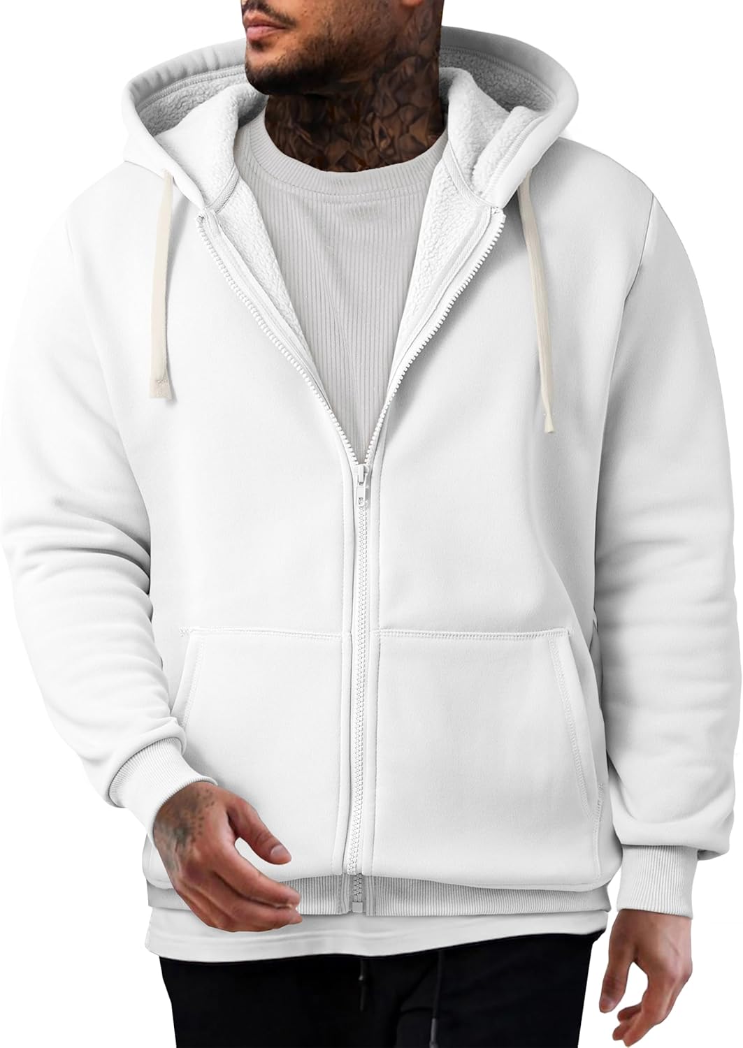 JMIERR Mens Full Zip Hooded Fleece Drawstring Hoodies Pullover Sweatshirts Casual Long Sleeve Shirts