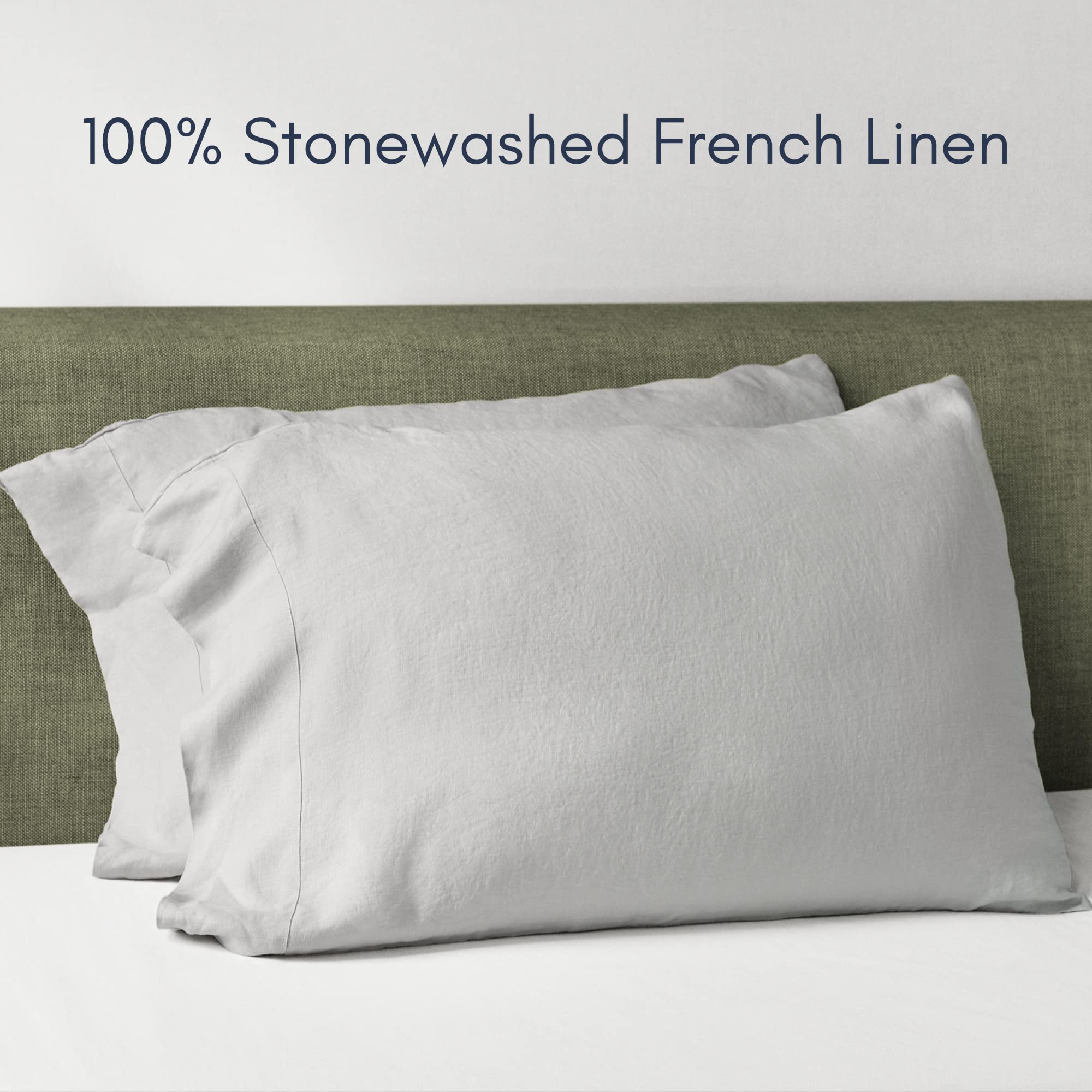 Baloo 100% French Linen Pillowcases - Set of 2 (Dove Grey - 20"x30" - Standard Size), Standard, 20x30 inches - Image 2