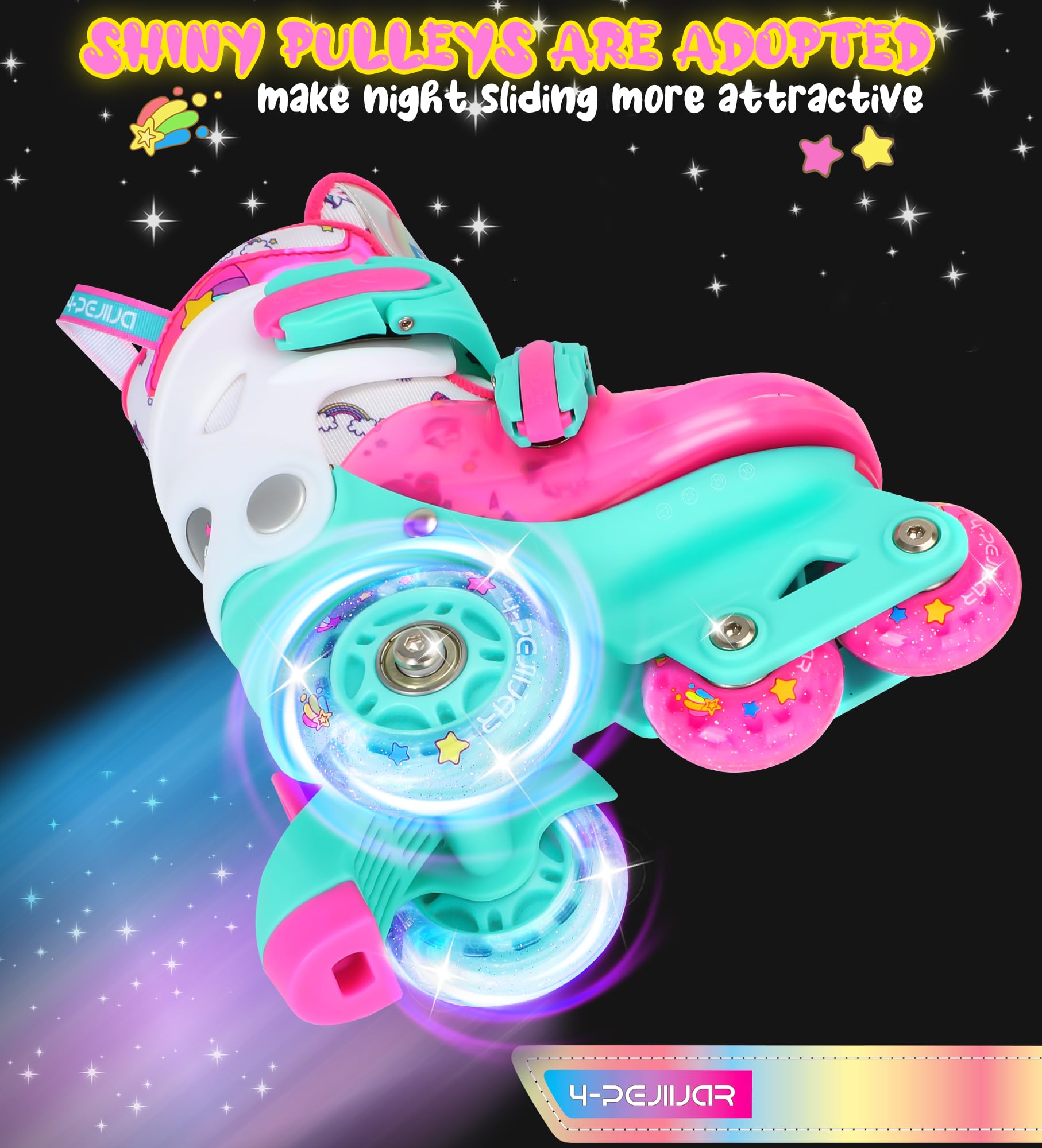 Patins à roulettes Licorne Dinosaure Sirène Patins Ajustable Roller 3 Roues Enfant avec Roues Allumées pour Filles Garçons Débutants Cadeau Noël d'anniversaire