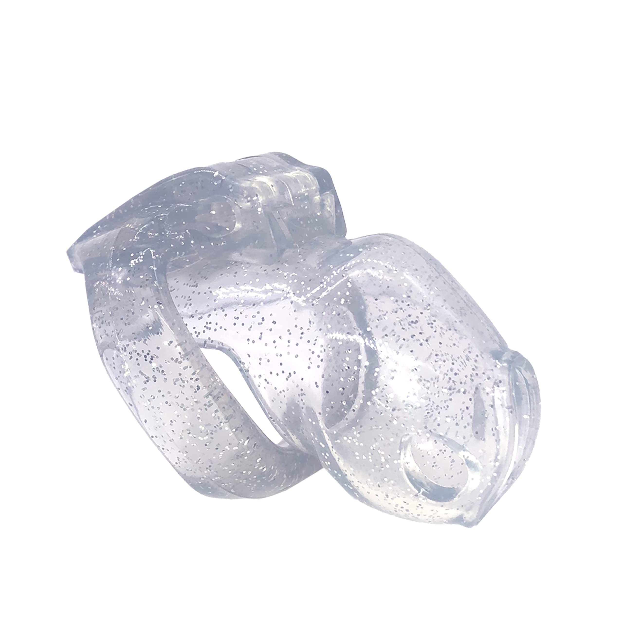 FYJENNICC HT-V4 Penis Cage Chastity Cage for Men | 5 Adjustable Wide Rings & 6 Colors | Beginner-Friendly | Adult Sex Toy with Sizing Guide (Transparent with Silver Sparkles, Nano)