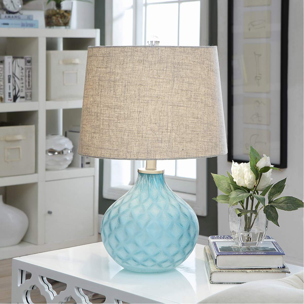 Crestview CollectionChurchill 22" Glass Table Lamp, Blue