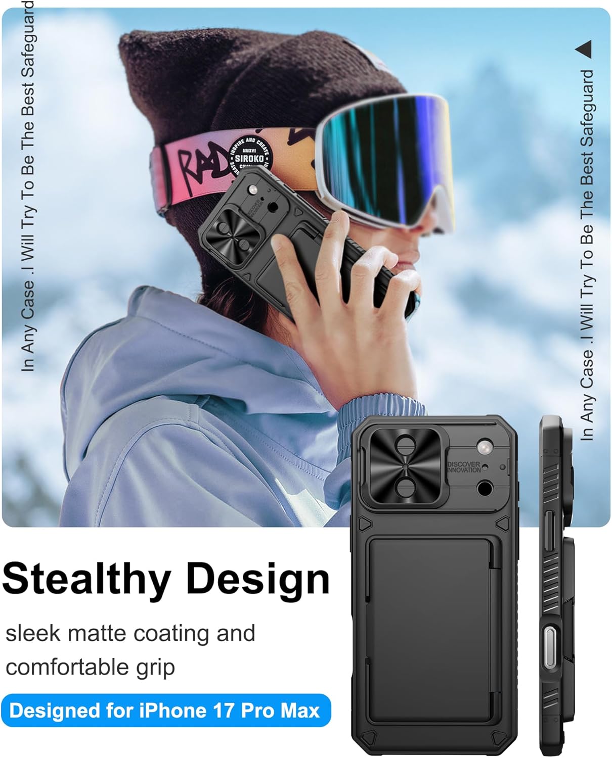 for iPhone 17 Pro Max Case Wallet, Card Holder (4-5 Cards), Slide Camera Cover, Military Drop Protection, Rugged Heavy Duty Men Women Protective Phone Case for iPhone 17 Pro Max 6.9" 2025, Black - Image 7