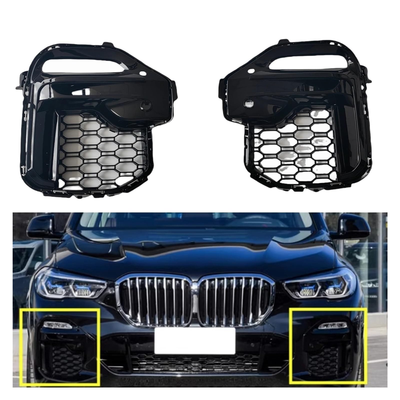 Griglia Anteriore Per BMW Per X5 G05 2019-2023 Copertura Della Lampada Luce Nebbia Cappuccio Aspirazione Telaio Griglia Maglia Paraurti Griglias Anteriores Auto