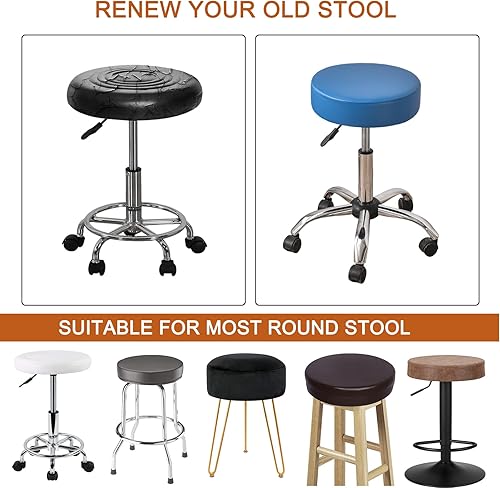 Miniatura 4 de HAOYONG Juego de 4 fundas redondas para taburetes de bar, impermeables, de poliuretano, fundas elásticas para taburetes de bar, fundas para sillas