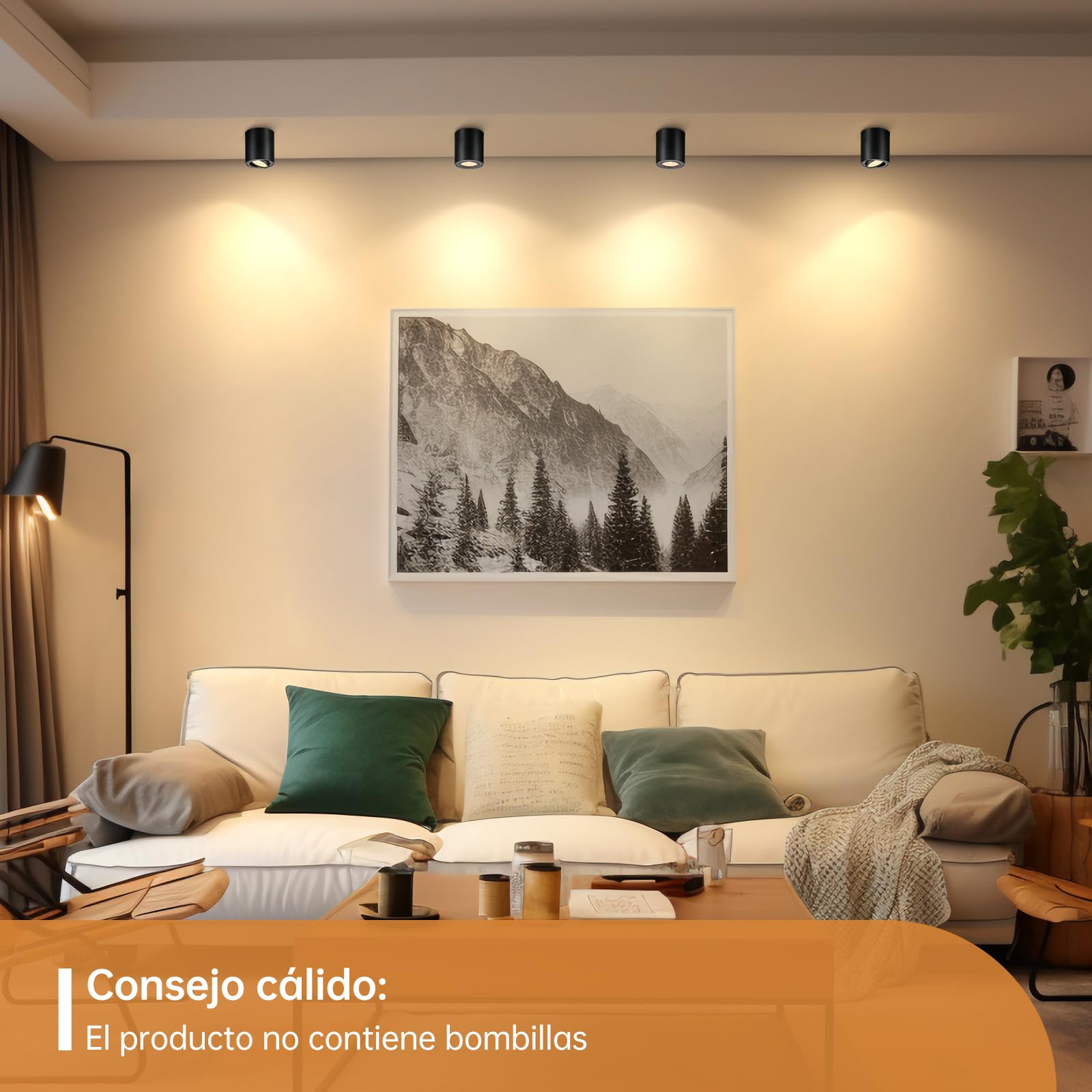 wowatt 4 Piezas Focos Techo Superficie Negro, GU10 Focos Techo Orientables | 220-240V, Orientables 30 °, 80mm x 85mm, Aluminio, Focos Superficie Techo con Casquillo GU10 para Módulos GU10 y LED, Redondo