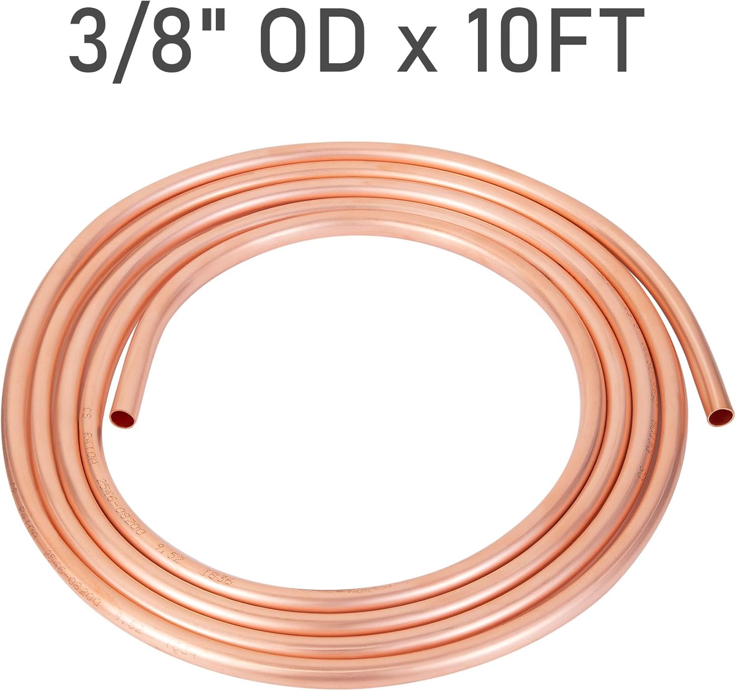 Copper Tubing 3/8" OD x 0.328" ID x 10 Ft - 99.9% C12200 Pure ACR Copper Tube,Refrigeration Seamless Round T2 Pure copper tubes,Round Seamless Tubing for Refrigerator HVAC System Industry DIY