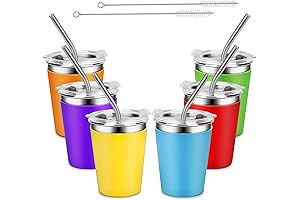 Unbreakable Stainless Steel Cups with Lids and Straws for Kids and Adults...