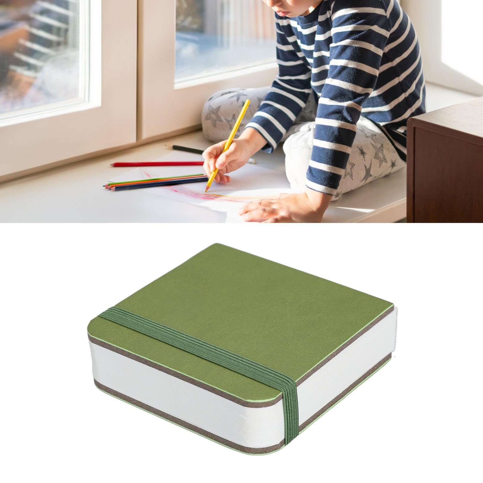 Ejoyous Quaderno per Schizzi Ad Acquerello per Artisti, Carta da 300 g/m², 30 Fogli, Design Piatto Facile da Stendere, Perfetto per Dipingere, Scarabocchiare e Viaggiare (GREEN)
