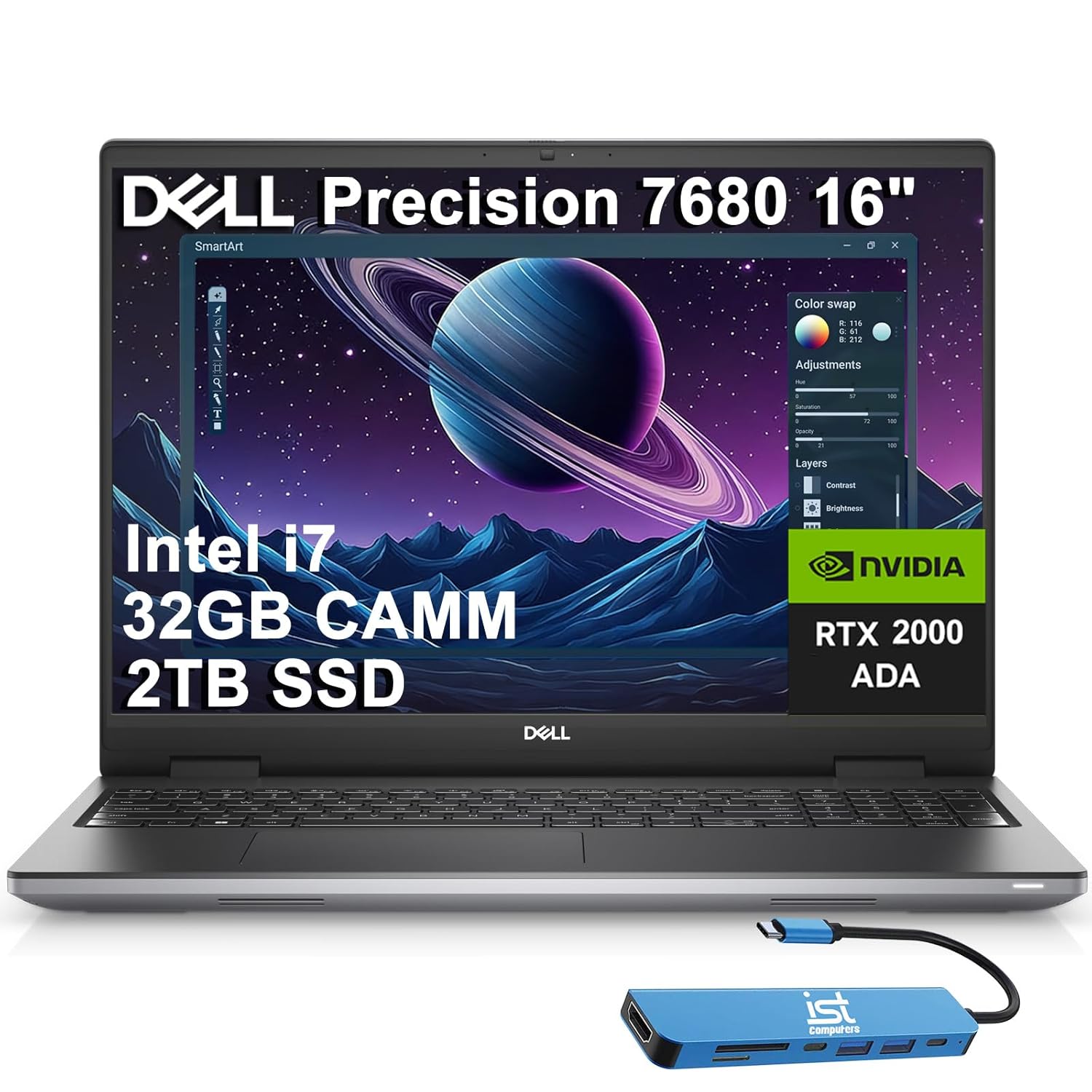Dell Precision 7000 7680 Mobile Workstation Laptop NVIDIA RTX 2000 Ada 8GB 16 FHD Intel 20-Core i7-13850HX Ultra