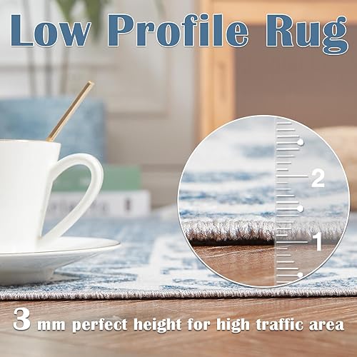 Miniatura 4 de jinchan Alfombra de área ultrafina lavable de 2 x 3 pies, alfombra de entrada vintage, alfombra geométrica, antideslizante para baño, cocina,
