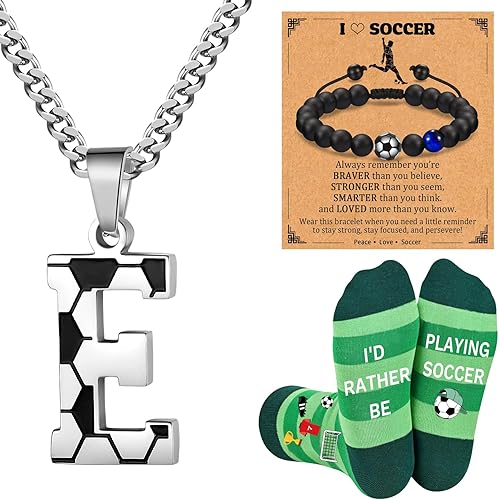 Soccer Gifts Set A-Z Letter Soccer Necklace