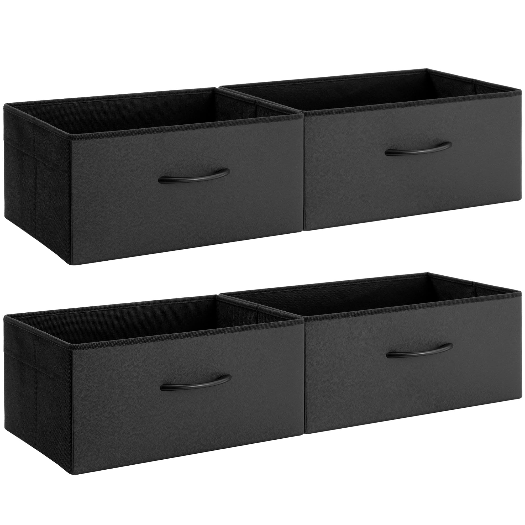 StorageWorks Black Storage Bins Leather Front