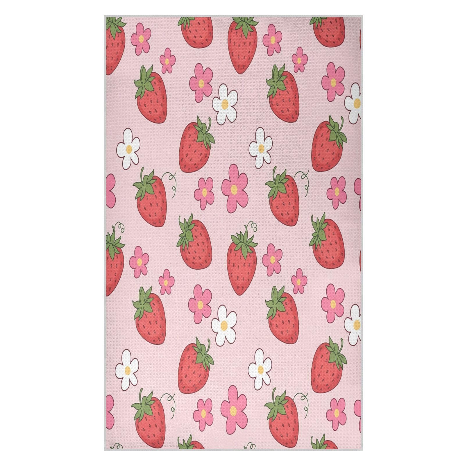 BURSTDDY Strawberries Kitchen Towels,Absorbent Dish Towels 1 Pack